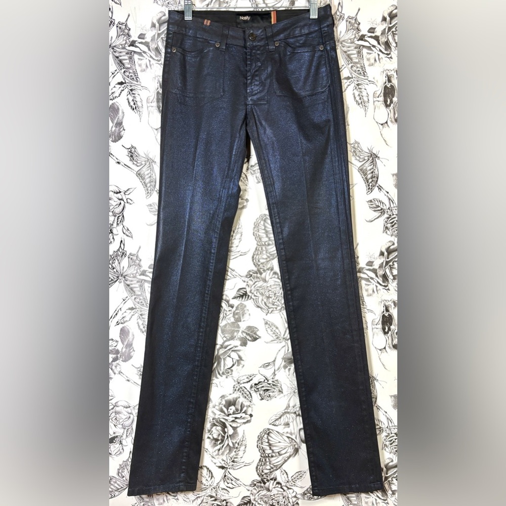 Notify Navy Blue Shimmer Stretch Cotton Straight Leg Jeans, Sz 27/4 Long